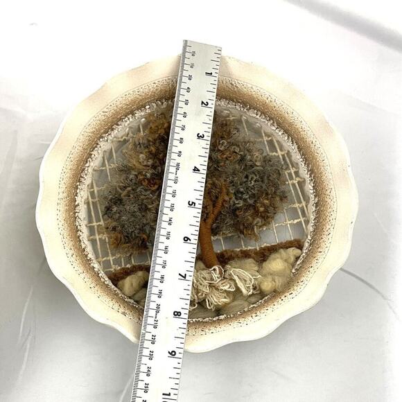 VTG Set of 2 Round Wall Hanging Ceramic Pottery Framed Tree Weaving Loom Decor - Picture 5 of 16